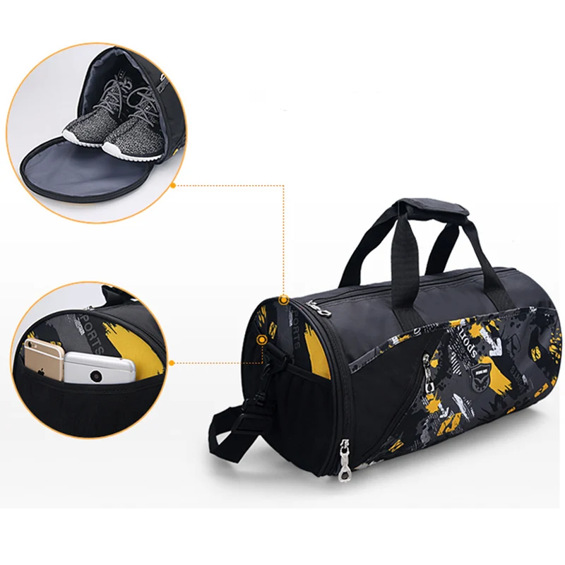 New Gym Bag Women Men Fitness Bags Waterproof Nylon Sport Bag Travel Training Shoulder Bags Luggage Duffel Shoes Storage XA6WA