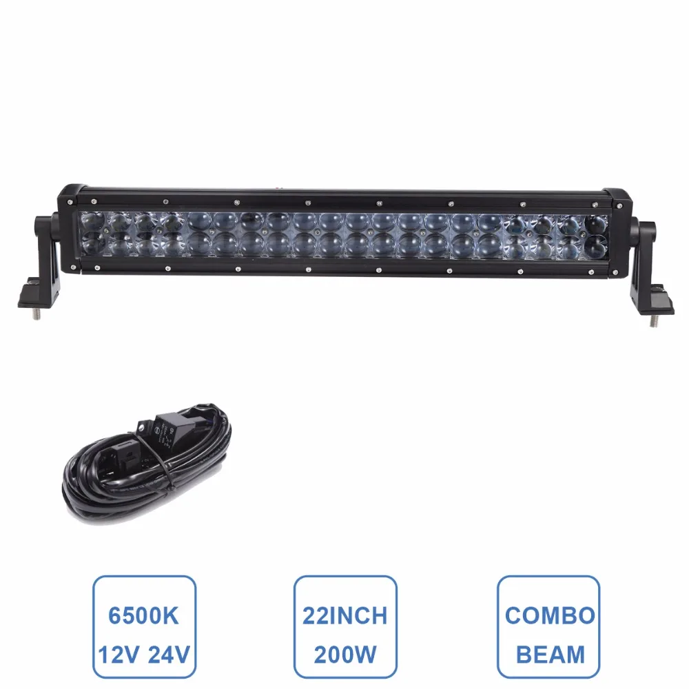 

22" 200W Offroad LED Light Bar Boat Car Truck 4x4 SUV ATV 12V 24V Combo 4WD Auto Headlight Trailer Wagon Pickup AWD Driving Lamp