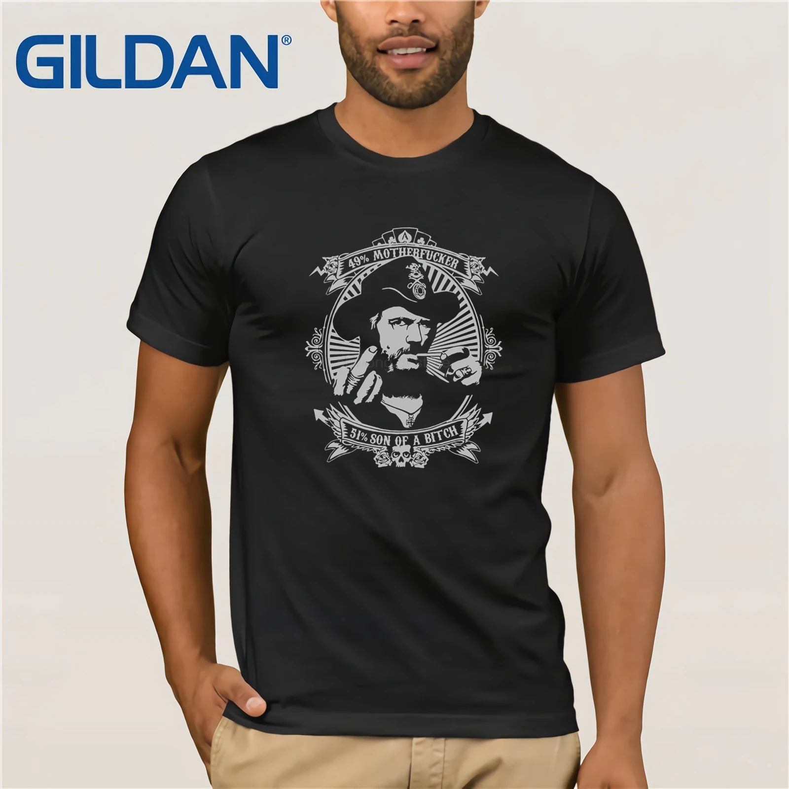 

49% Mother 51% Son Of A Bitch Lemmy Heavy Metal T-Shirts 2019 Summer Men's Short Sleeve T-Shirt