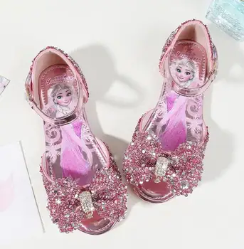 

New Fashion Girls Elsa Sandals Princess high quality Shoes low heel soft Party Summer Girl Shoes Dance Size 23-36