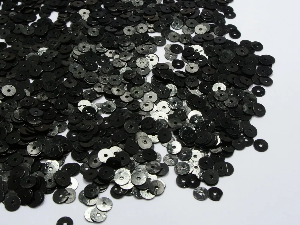 8000 Black 6mm Flat Round loose sequins Paillettes sewing Wedding craft