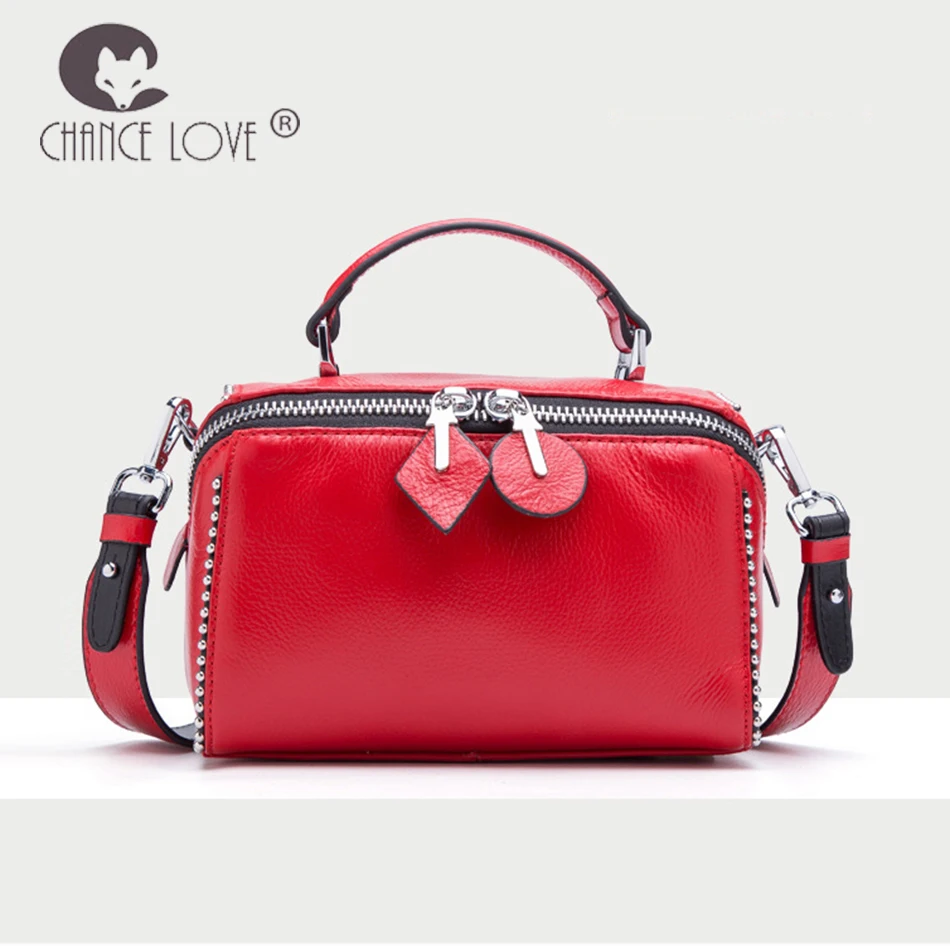 

Chance Love bags for women 2018 Fashion Genuine Leather handbags Messenger Shoulder bag Cow Leather Rivet women's handbags