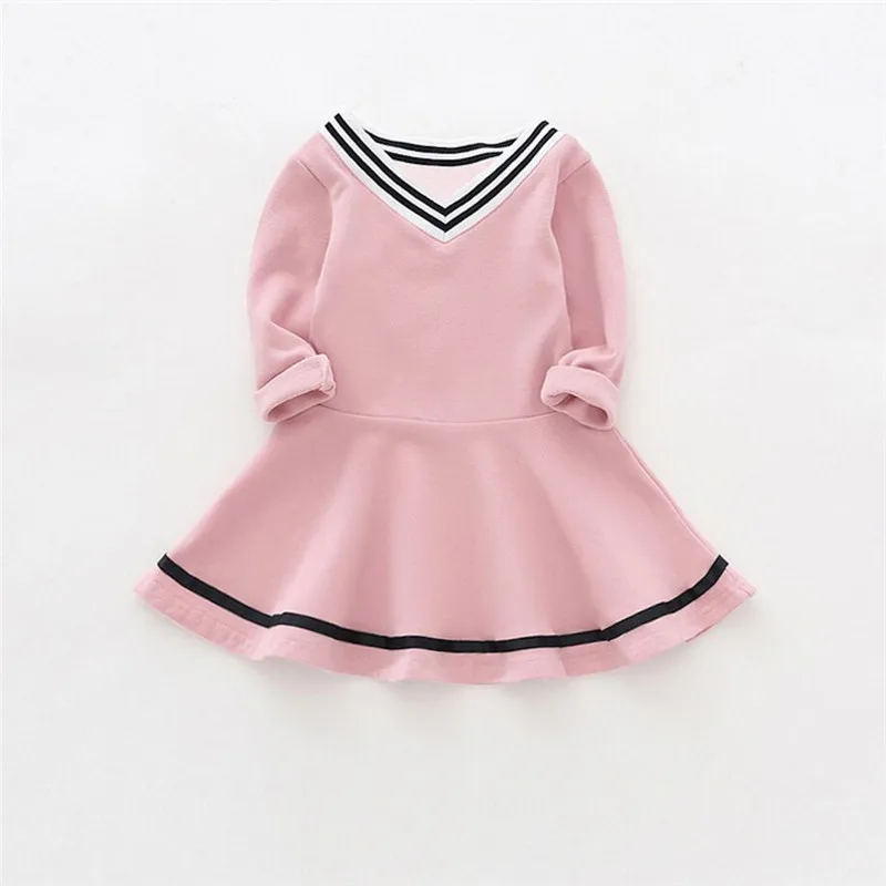 Детское Хлопковое платье с длинным рукавом V образным вырезом|baby girl dress|baby dresses