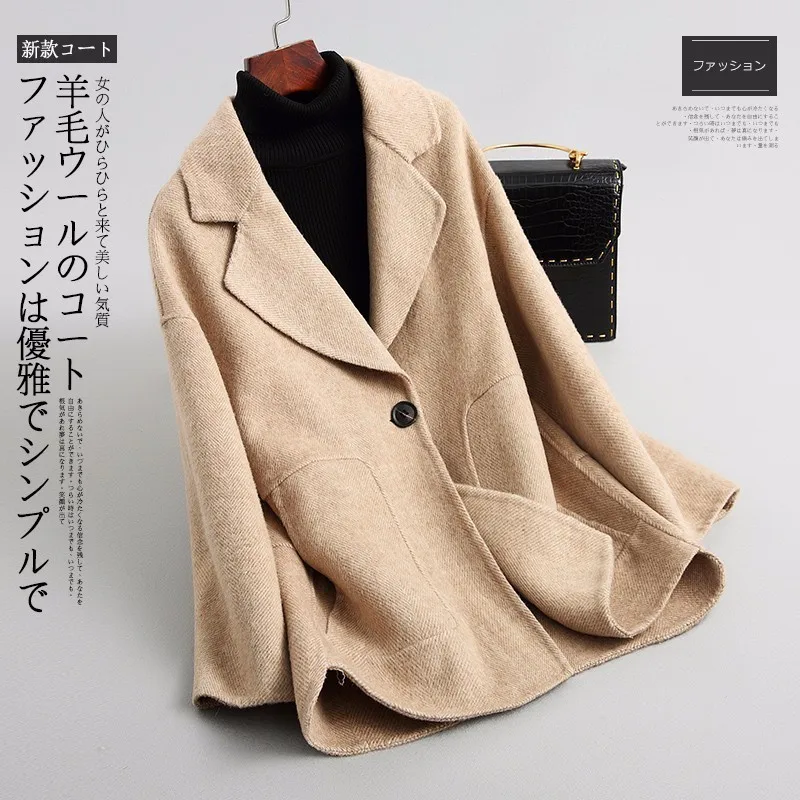 Межсезонное зимнее пальто средней длины из двойной шерсти, Женская куртка, свободная, casaco feminino abrigos mujer invierno, корейский стиль