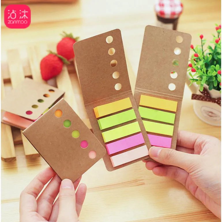 

Fashion simple leather note sticker candy color sticky note N times post memo note book message bar