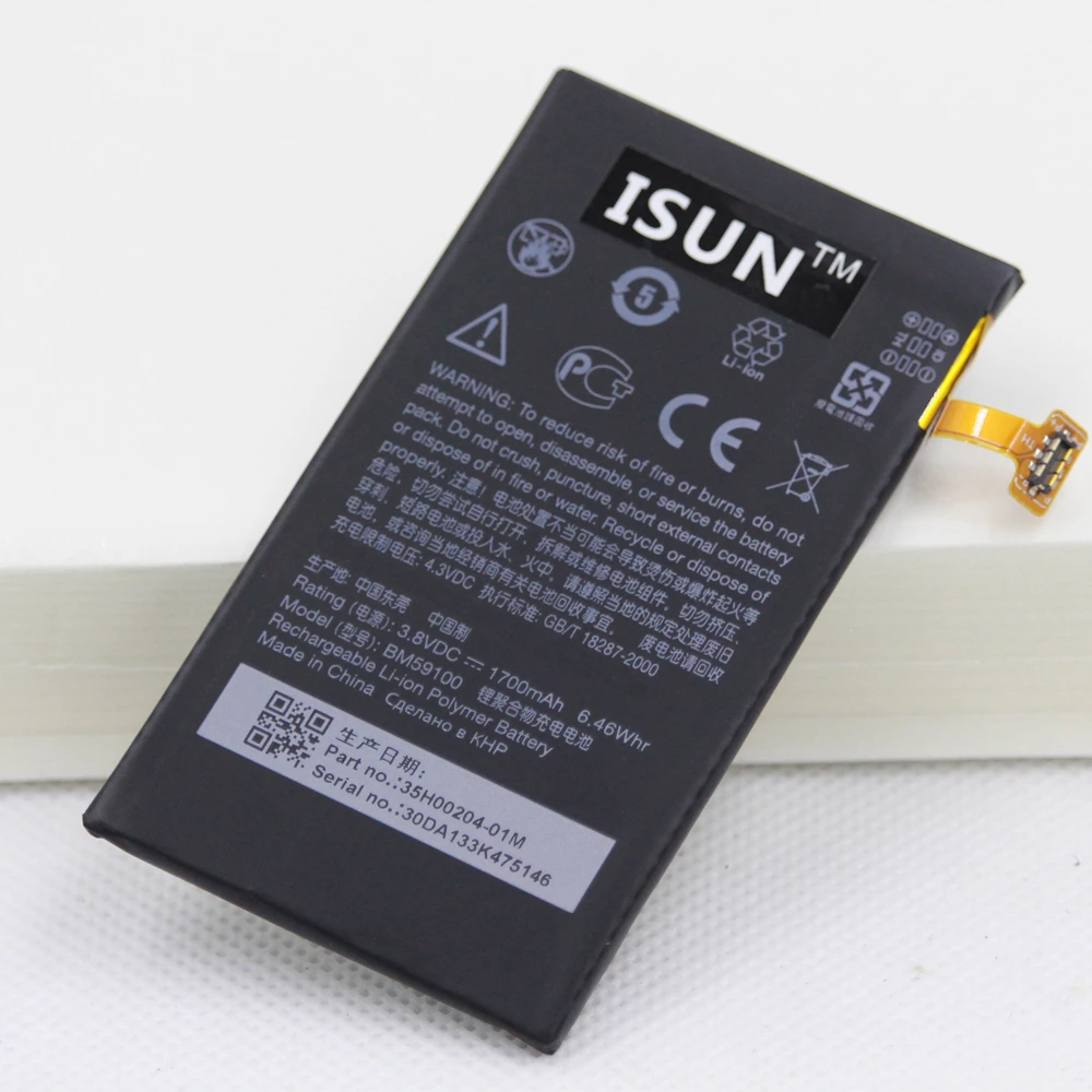10pcs lot 1700ma battery for htc 8s a620e windows phone 8s rio a620t a620d bm59100 battery replacement