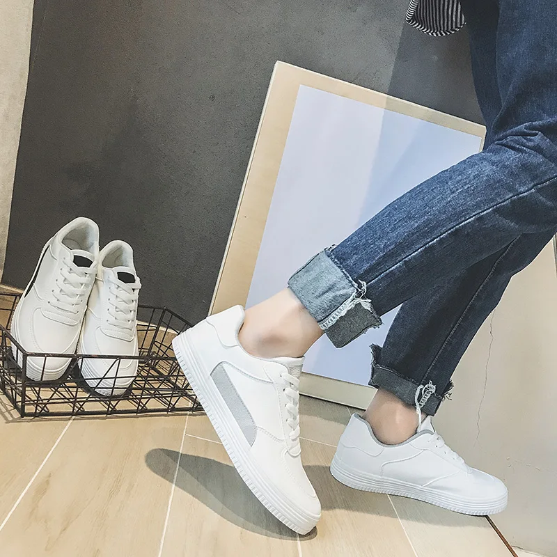 

GOODRSSON Casual Shoes Male PU Vamp Breathable Lace Up Flats Soft Comfortable Outdoor Sports Leisure Shoes Men Tide Shoes Male
