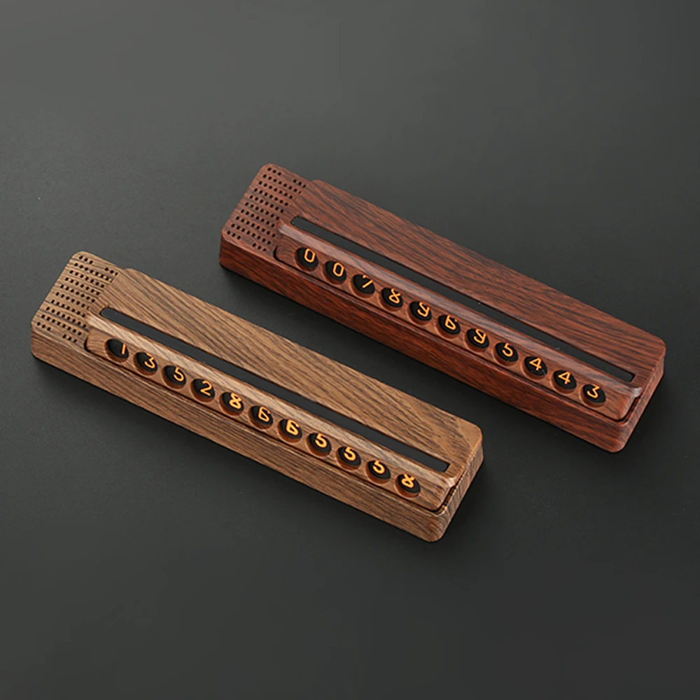 

Phone Number Car Temporary parking Number Plate Hidden Universal Car Stop Sign Wood Grain Aromatherapy Auto Accessories