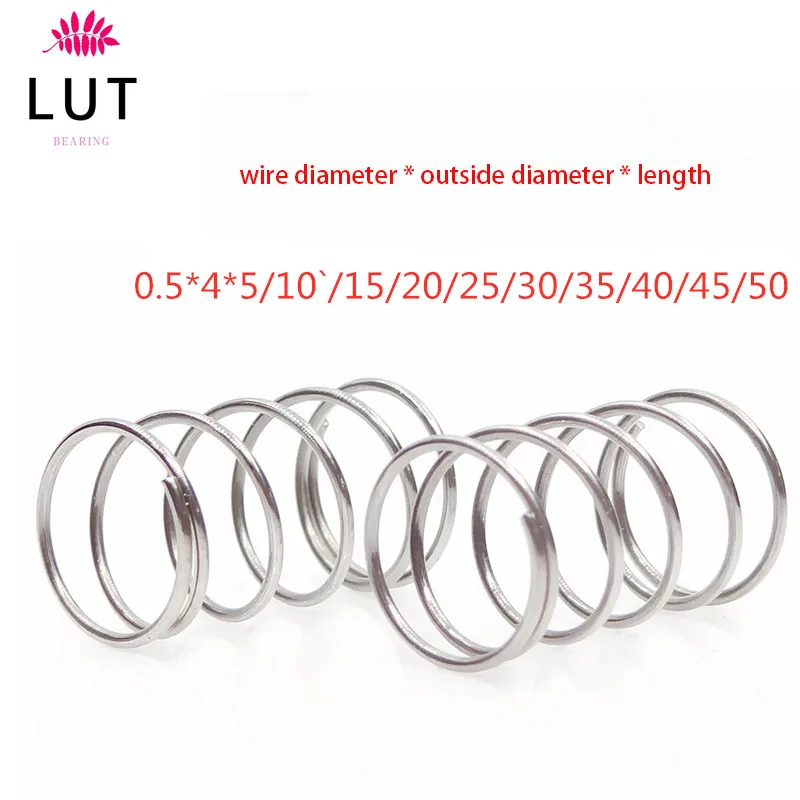 10pcs 304 stainless steel spring pressure short compression Wire diameter 0.5 outside 4* length 5-50 | Обустройство дома