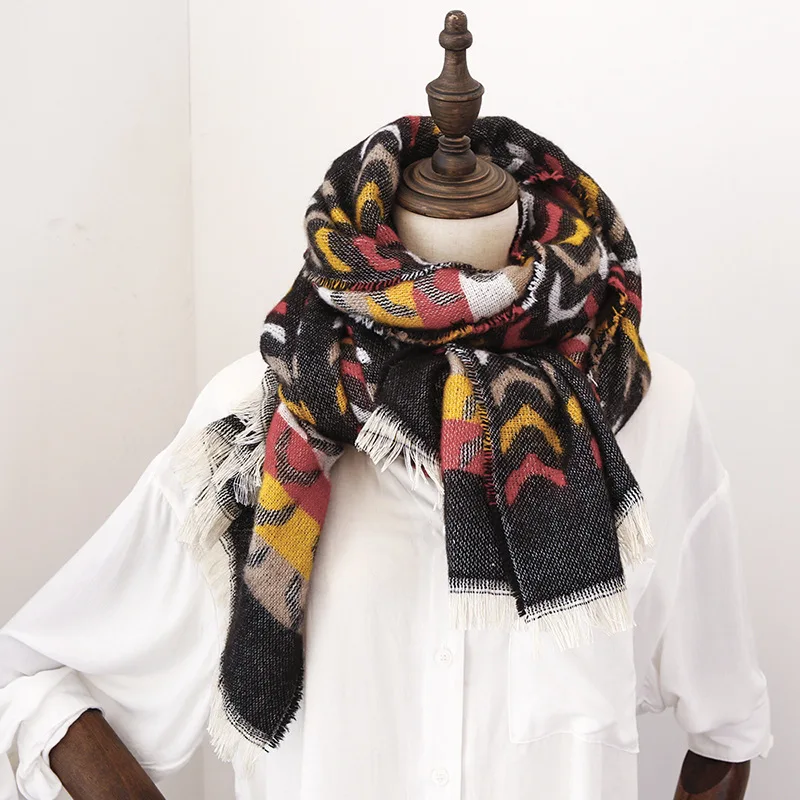 

High Quality Women Warm Scarf Soft Cashmere Scarves Elegant Shawls Autumn Winter Scarves Female Flowers Wrap Foulard