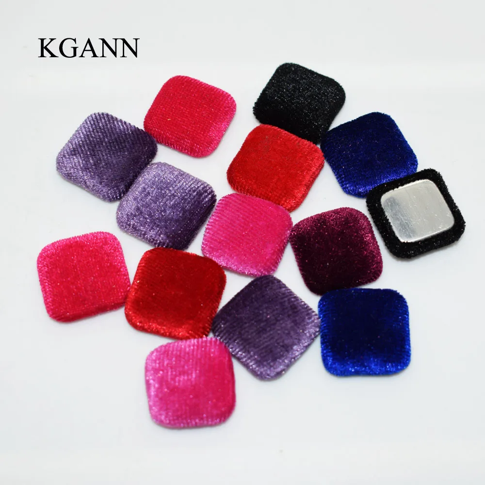 

50pcs 19mm*19mm Square Handmade Velvet Fabric Covered Chunky Buttons Flat Backs DIY Decoration Buttons Scrapbooking