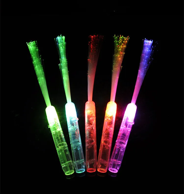 50pcs/lot Glowing Fiber Optic Stick Toy 3 LEDs Flashing Magic Wand