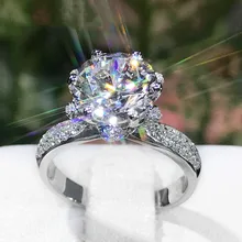 1 карат ct обручальное кольцо с муассанитом и бриллиантом, Настоящее Белое золото 18K 750