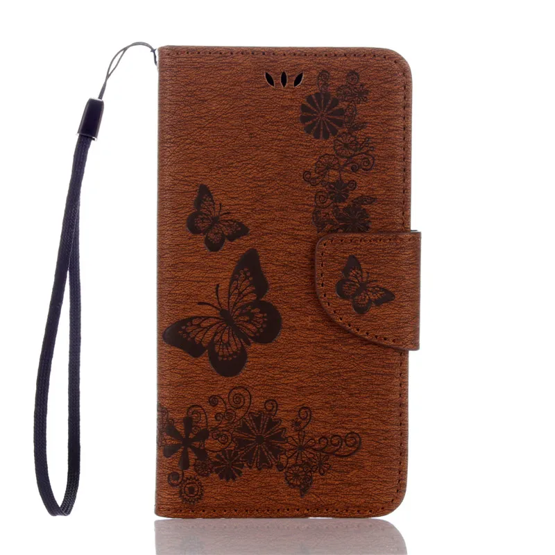 

Duplex Embossing Butterfly Leather Case Flip For Samsung Galaxy J3 Case Soft Cover Wallet Holster With Lanyard J300F J310F Case