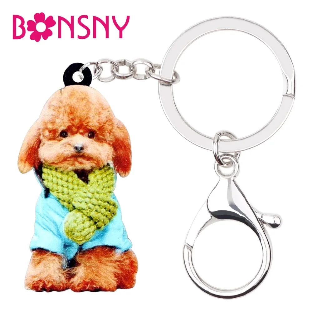 Bonsny Statement Acrylic Sitting Scarf Cute Dog Key Chain Keychain