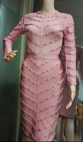 army-green-black-light-blue-pink-long-sleeve-mesh-sexy-party-women-beading-bandage-Dress (1)