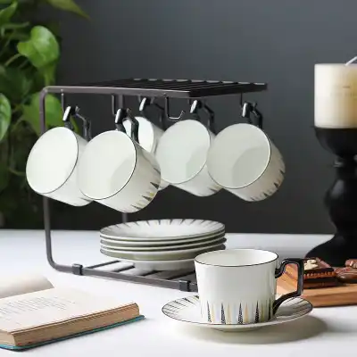Tiaking Modern Simple Metal Iron Cup And Saucer Rack Display Stand