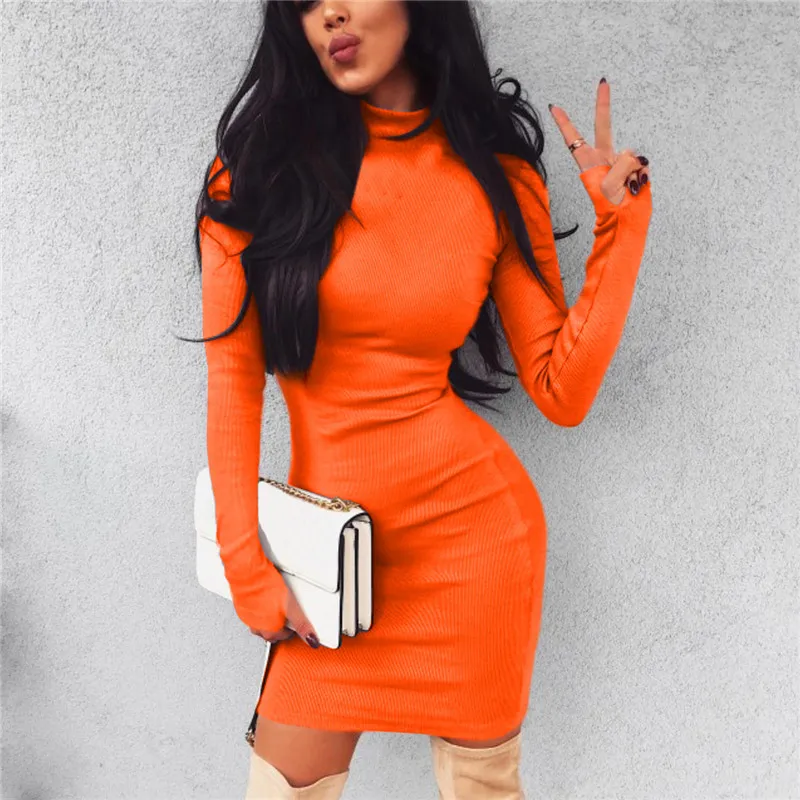 neon orange long sleeve dress