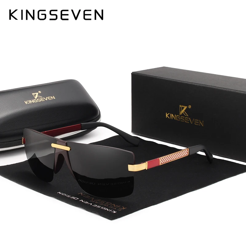 KINGSEVEN HD Polarized Sunglasses Men Rimless Luxury Brand Designer Gafas Masculino Polarizado oculos De Sol