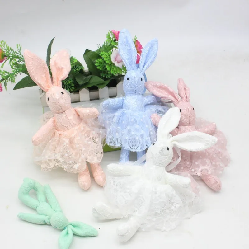 Новое поступление милые мягкие кружева платье кролик Плюша Животных Игрушка-Кролик Домашние животные Мода для маленьких девочек подарок