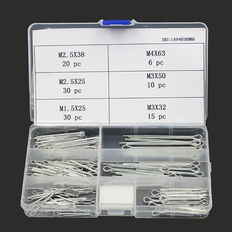 

New 110pc Large Size Steel Cotter Pin Key Assortment Different Sizes & Lengths