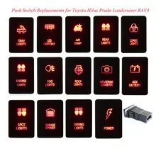 Красный светодиодный светильник бар пятно задний светильник кнопка для автомобиля переключатель 12 В 3A для Toyota Hilux Prado Rav4 Landcruiser+ штекер провода