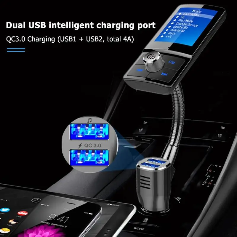 BC43 Bluetooth fm-передатчик ЖК-гарнитура автомобильный комплект MP3 плеер QC3.0 USB зарядное устройство автомобильные аксессуары авто FM модулятор