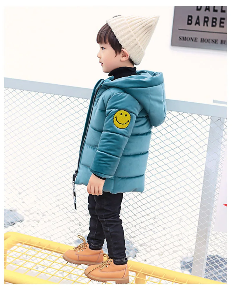 Winter warm gold velvet jacket for boys kids solid hooded down jacket for boys children coats outwear boy clothes (8)