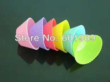 

100Pcs Mixed Color New Silicone muffin cup cake jelly baking mold 7cm cake mold tool