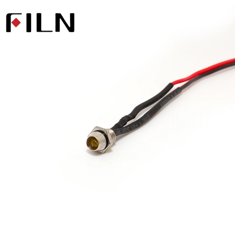 Filn 6mm Ламподержатель 3v 5v 6 в, 12 В, 24 В постоянного тока, мини-светодиодный индикатор светильник с 20 см кабель
