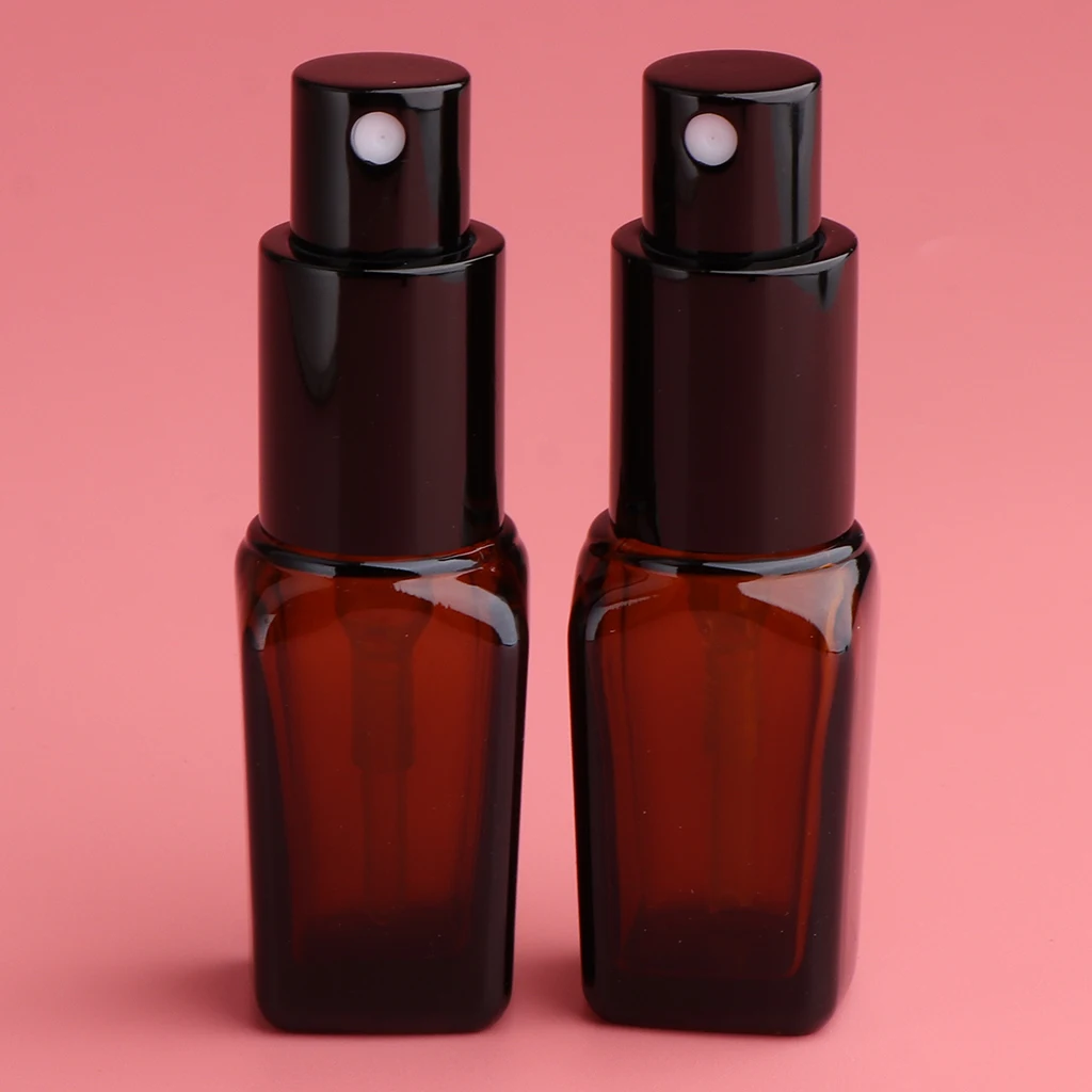 Kesoto 2pcs Brown Empty Glass Fine Mist Pump Spray Bottles for Perfume Toner Atomizer Container