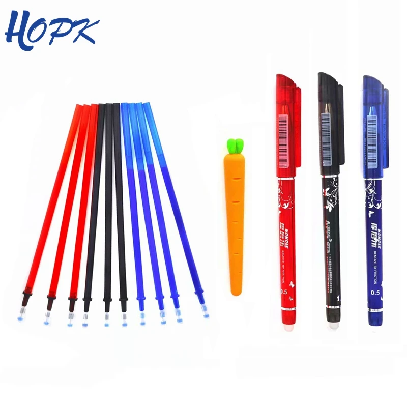 

12Pcs/lot Erasable Gel Pen Refill Rod Eraser Set 0.5mm Blue Black Red Ink Erasable Pen for School Office Stationery