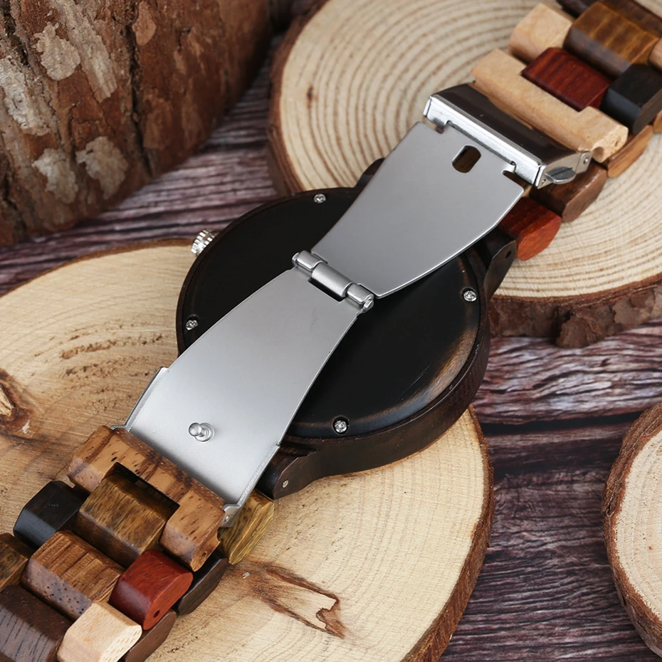 Unique Mixed Color Watch Men Clock Man Retro Full Wooden Band Quartz Wrist Watch Top Luxury Round Analog Watches Reloj de madera (12)