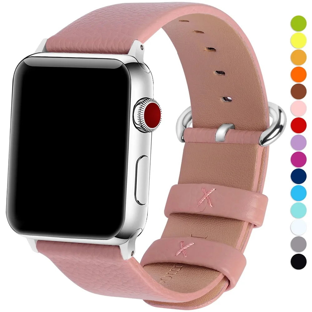 15 Colors of Apple Watch Band 3/4 42mm 38mm,Genuine Leather iWatch Bracelet with Stainless Steel Clasp for iWatch Series 4&3&2&1 15 Colors of Apple Watch Band 3/4 42mm 38mm,Genuine Leather iWatch Bracelet with Stainless Steel Clasp for iWatch Series 4&3&2&1