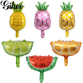 

6pcs Mini Fruit Pineapple Watermelon Orange Lemon Foil Balloons Kid's Birthday Party Wedding Decor Hawaii Summer Party Supplies