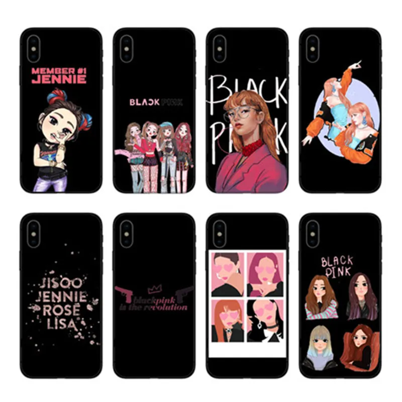 

K-pop BLACKPINK PRETO ROSA kpop colagem Caso Capa para o iphone 4 5 6 7 8 X XR XS Xmax Plus Casos de Telefone Soft TPU Coque