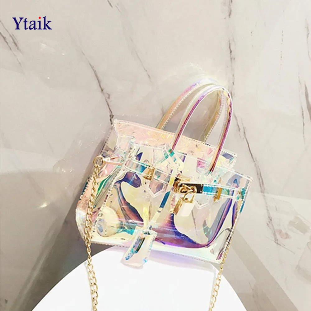 

YTAIK Clear Beach Handbag Laser Women Transparent Totes Gift Bag PVC Plastic Shoulder bag Female Candy Color Crossbody Bag