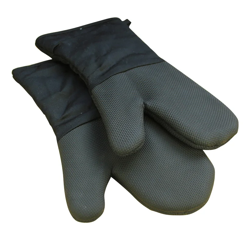 1/2 PC 12.8''(32.5cm) Long Oven Gloves Black Silicone Heat Proof