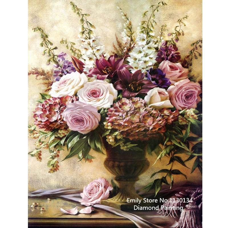 

3D DIY diamond embroidery kits diamond mosaic crafts painting cross stitch home decoration in needlework vintage flower DP386
