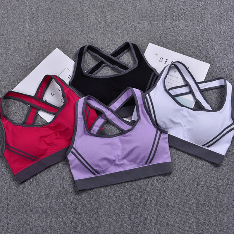 

Women Sports Bra Yoga Ftness Running Bras Beauty Back Cross Quick-drying Vest-type Sexy Underwear Professional Shockproof Bra