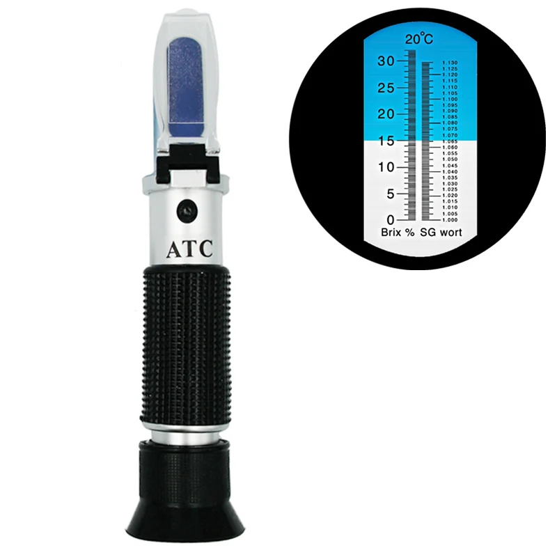 Retail Box Refractometer Beer Wort Wine ATC SG 1.000-1.130 Brix 0-32%, for Sugar Wine Beer Fruit 48%Off