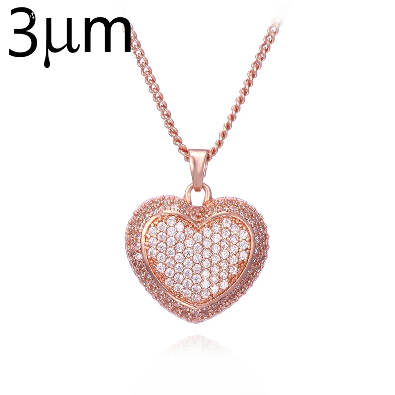 3UM Corazón Colgante de Collar Completo de Cristal de La Cz cercadas-micro de Oro Rosa Color de Tiny Mujeres Delicadas Joyas Bijoux Collar Delicado Etsy