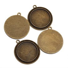10 pcs Antigo Pingente de Bronze Em Branco Bases de Vidro Cabochão Cameo Cabochão Base de dados de Configuração Pingente para 30mm DIY Colar Fazer