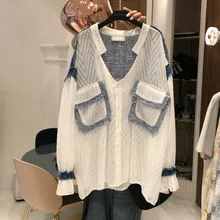 LANMREM new summer fashion women clothes V-neck full sleeves wool dobby contrast colots pocket shirt dress female WG75500