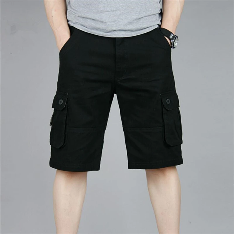 Летние карго шорты мужские повседневные мешковатые мульти карман военный молния пляжные короткие джоггеры комбинезон мужские короткие брюки размера плюс 46