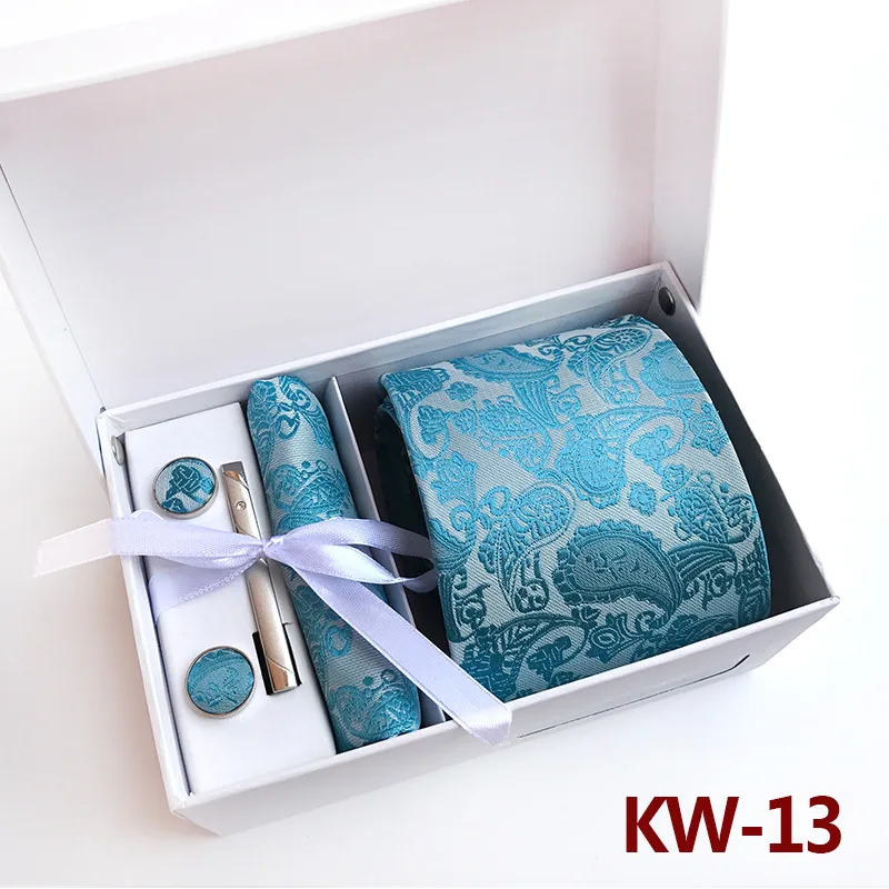  High Quality Gift Box Set Tie Handkerchief Cufflinks Tie Clip Male Fashion Accessories Holiday Fest