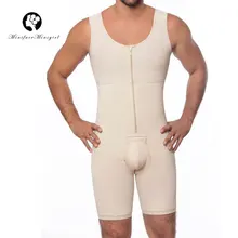 Mens Compression Bodysuit Body Shaper Sleeveless Plus Size Girdle for Gynecomastia Belly Fat and Thighs Tummy Control Shapewear