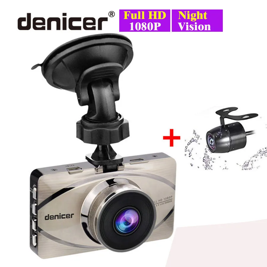 Grabadora de coche superior Autoregistrar de Metal Cámara Full HD 1080 P de registrador de la visión nocturna 170 registrador 2 cámaras DVR + cámara trasera - 1