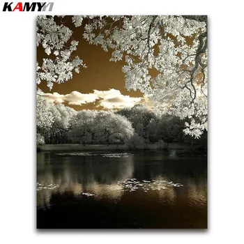 

5D diy diamond painting cross stitch Diamond embroidery kits mosaic pattern Snow lake picture home decor Arts and crafts Scenery