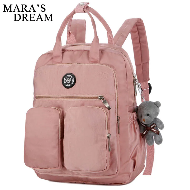 

Mara's Dream 2019 Summer New Women's Bag Fashion Backpack Large Capacity Solid Color Zipper Nylon Bag